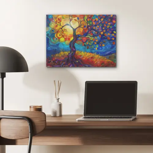 Boom - Zon - Verflook - Kleuren - Abstract PET vilt klein -sfeer5