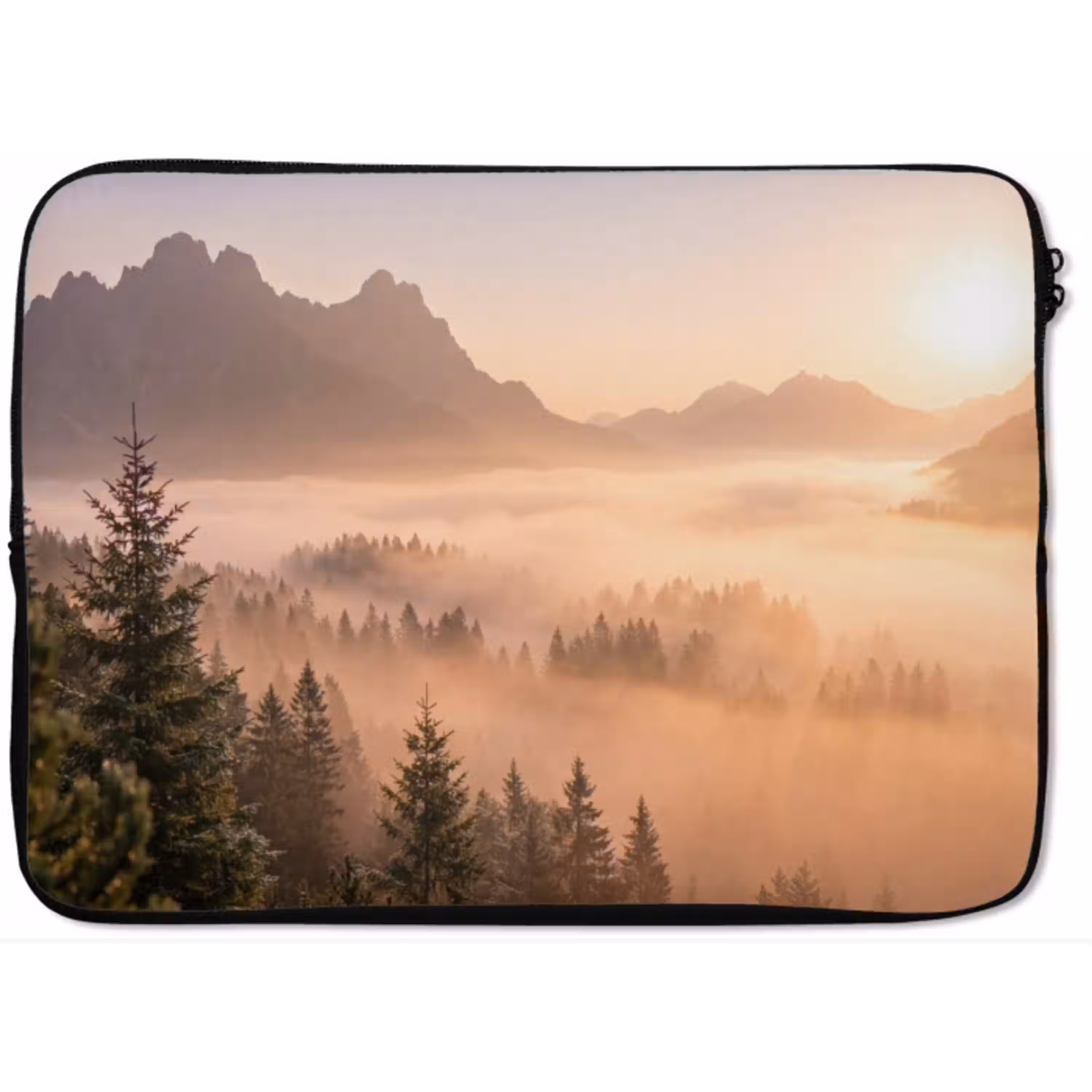 Zonlicht - Mist - Bergen - Bomen laptophoes neopreen klein -zkaufland3dotto