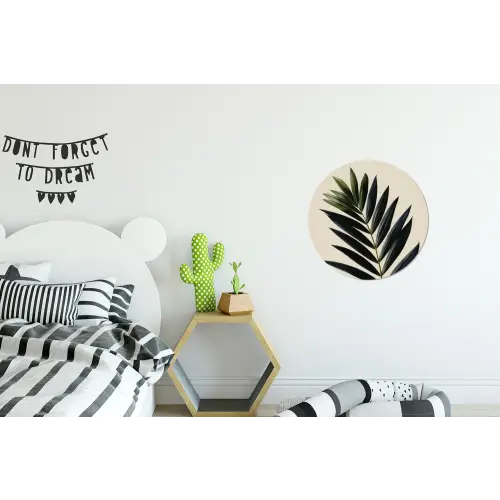 Palmblad - Donkere bladen - Subtiel Wandcirkel aluminium klein -kinderkamer