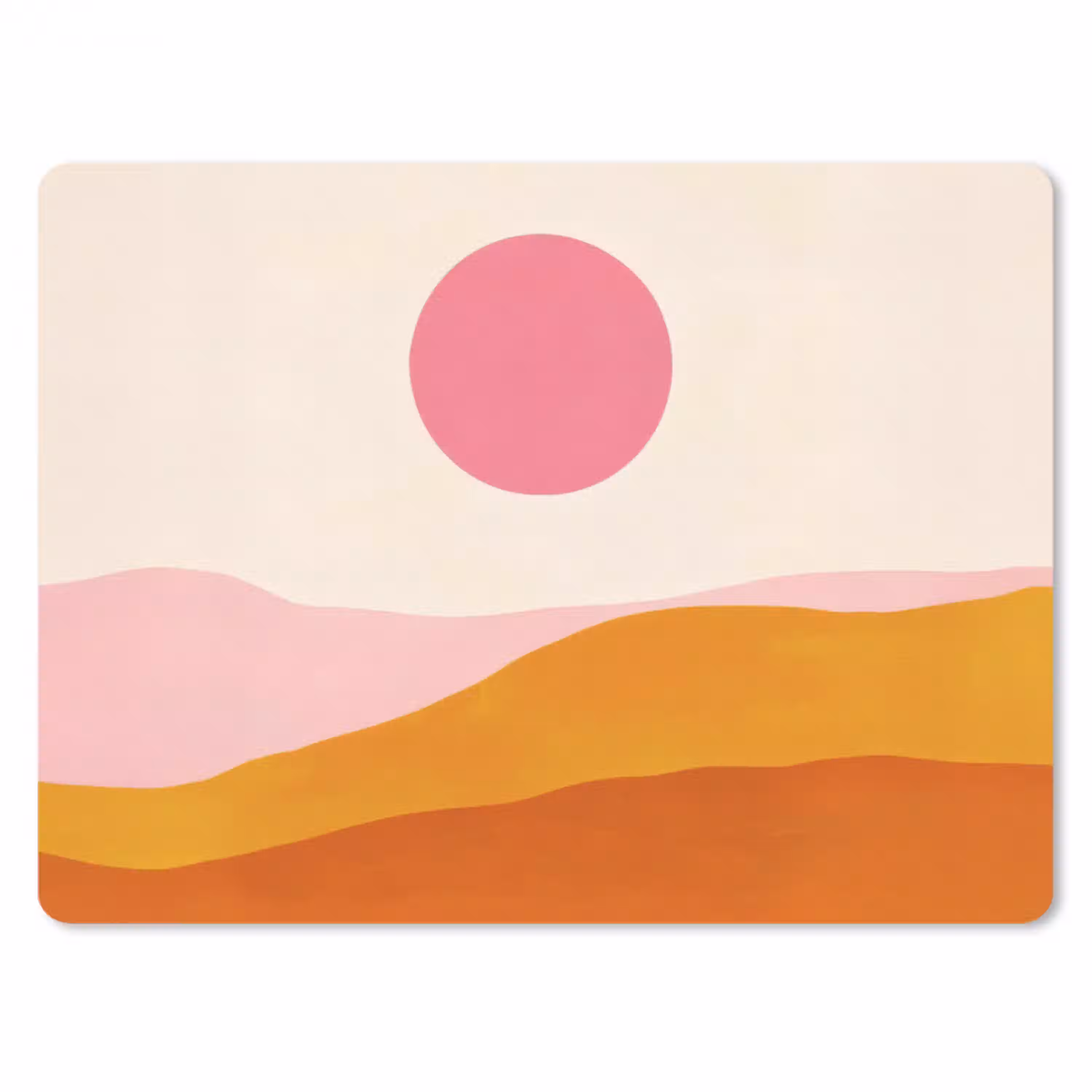 Zon - Heuvels - Abstract - Roze muismat rubber klein -3d