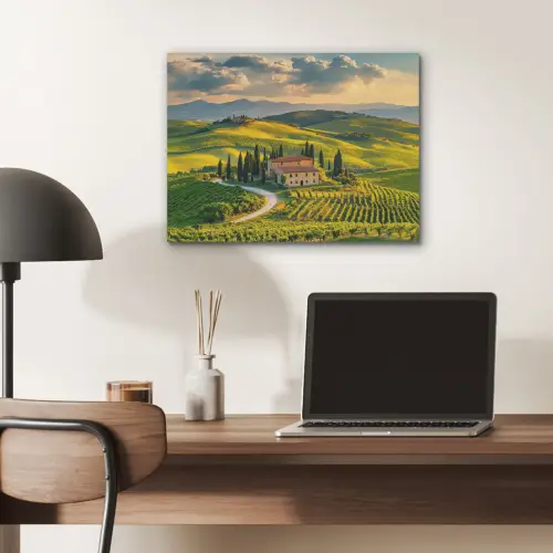 Toscane - Landschap - Wijngaarden PET vilt klein -sfeer5