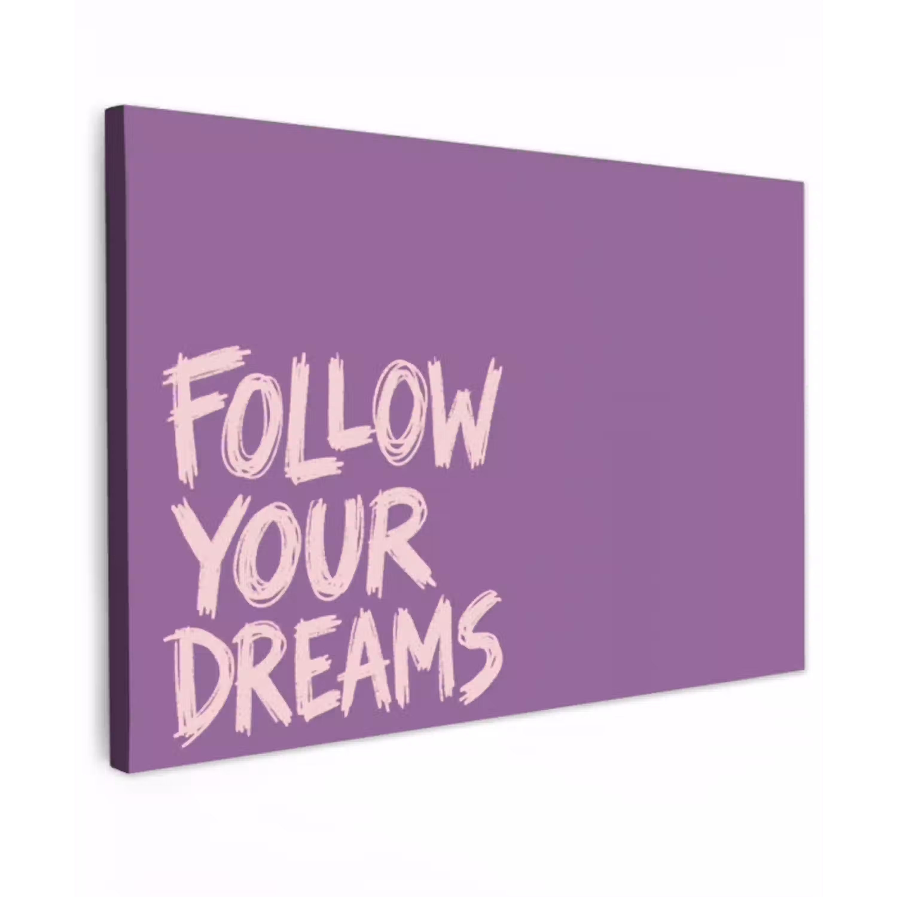 Follow your dreams - Paars - Penseeltextuur canvas 2cm klein -z3d
