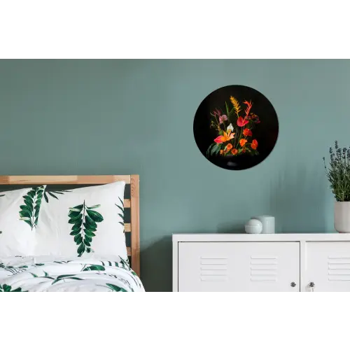 Schaal - Boeket - Bloemen Wandcirkel aluminium klein -slaapkamer