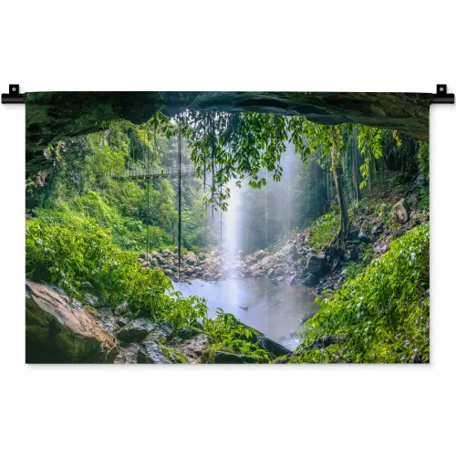 Jungle - Regenwoud - Water - Waterval - Planten Wandkleed katoen klein -zz3d