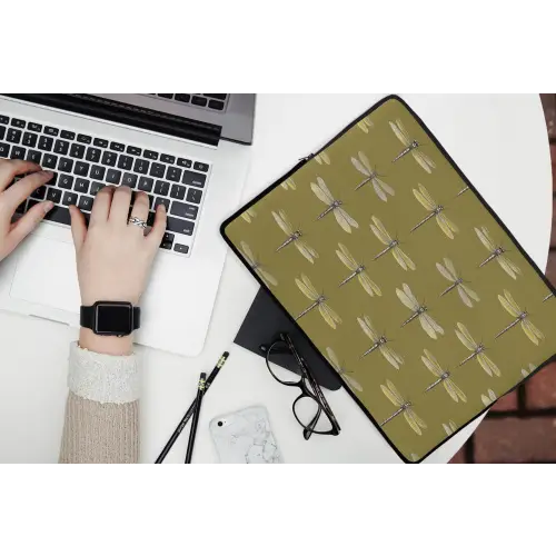 Libellen - Patroon - Groen laptophoes neopreen klein 279 -bureau