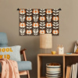 Bloemen - Retro - Bruin Wandkleed katoen klein 269 -wsfeer4_kind