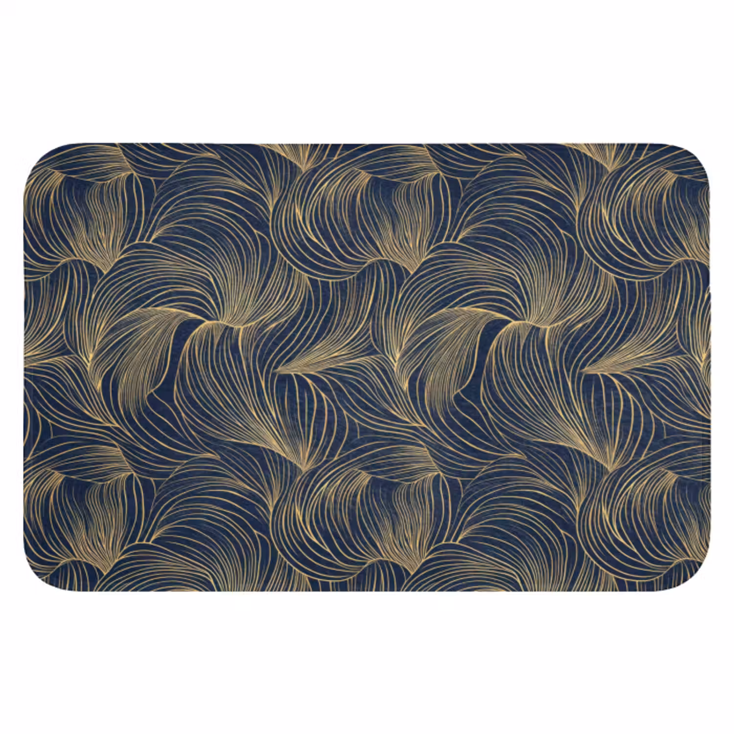Badmat - Abstract - Lijnen - Blauw - Goud