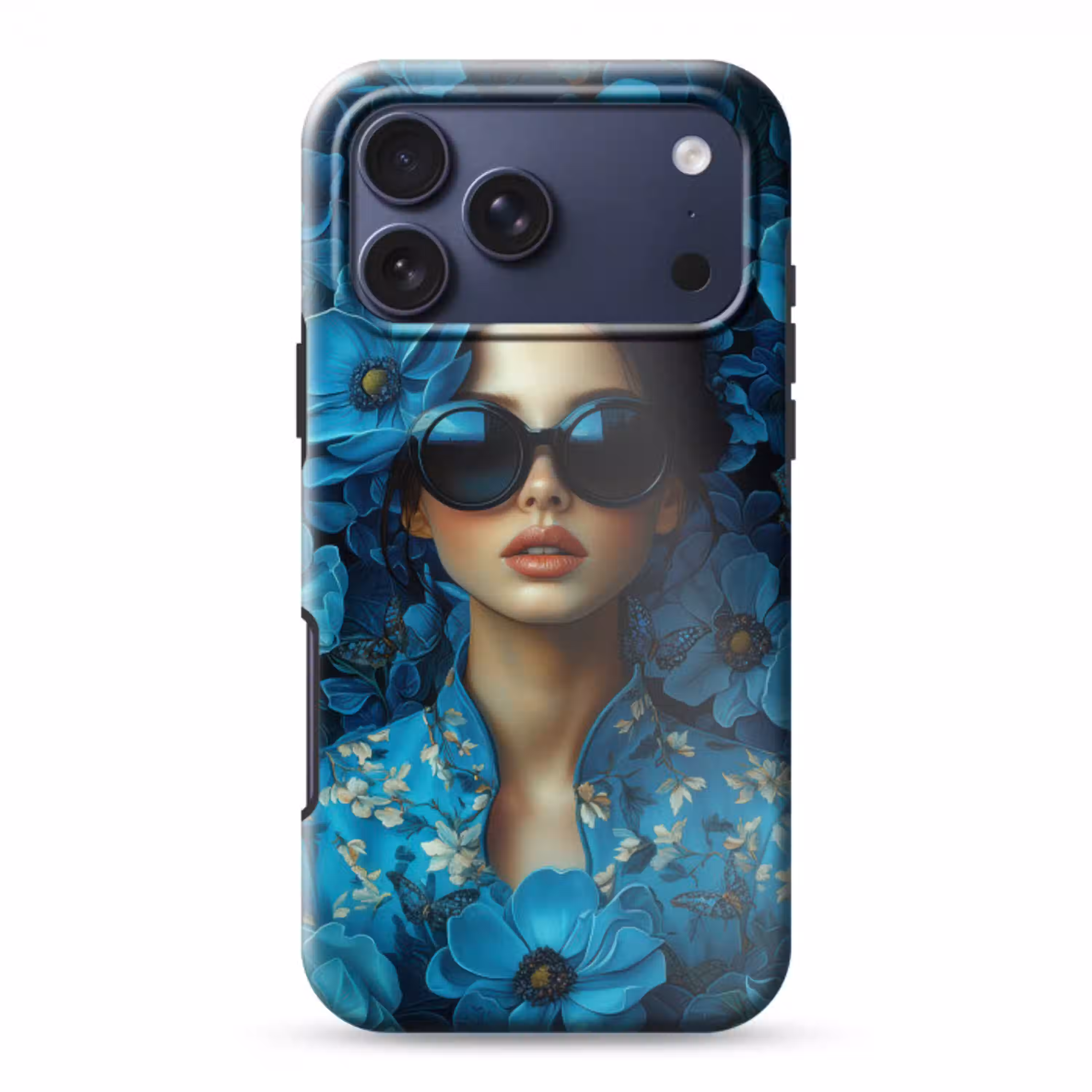 Vrouw - Bloemen - Blauw - Aesthetic - Luxe Toughcase MagSafe Apple iPhone 17 Pro Max klein -3d