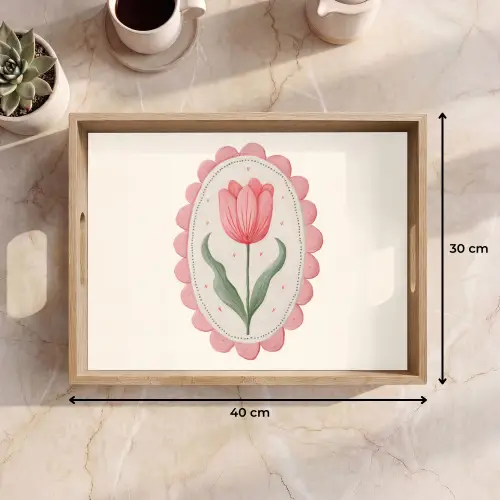 Tulp - Lijst - Ovaal - Illustratie Dienblad Rechthoek middel -USP_Formaat