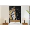 Leeuw - Gesplitst - Zwart - Lijn fotobehang vinyl groot -bed