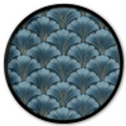 Patroon - Ginkgoblad - Blauw Fotolijst rond zonder passe partout klein 856 -3d