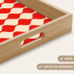 Golvend patroon - Retro - Rood - Beige Dienblad Rechthoek middel 911 -USP_HandgreepDE