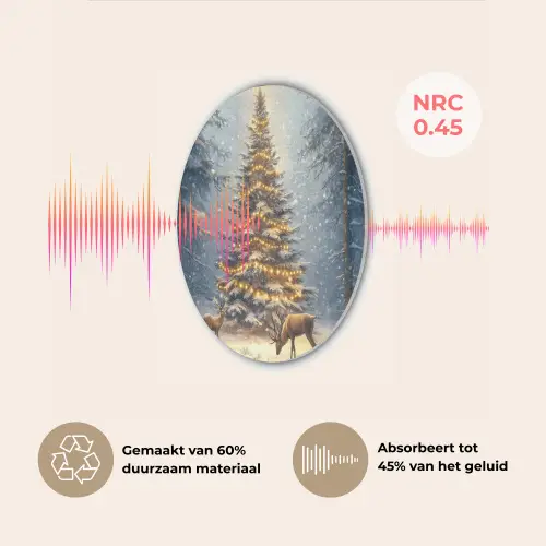 Kerstlicht - Woud - Hert - Donker Akoestische PET Vilt - Rond klein -USP_NL