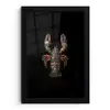 Kreeft - Zwart - Bloemenpatroon - Artistiek fotolijst zwart zonder passe partout klein -3d