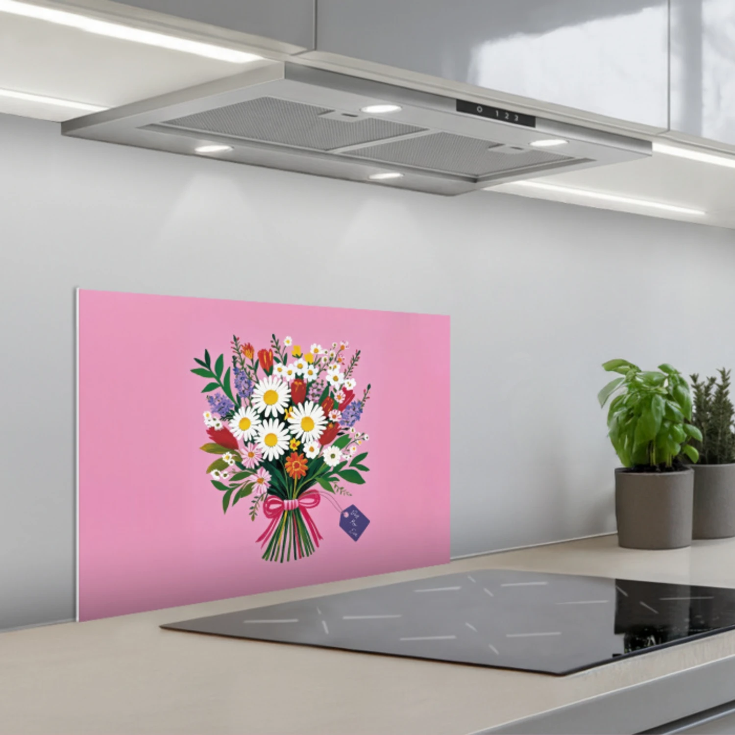 Bloemen - Quote - Kaartje - Kleurrijk keuken achterwand spatscherm klein -3d_schuin