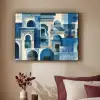 Abstract - Islamitisch - Blauw - Wit Textielframe zwart klein -sfeer1
