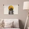 Zwart palmblad - Gouden cirkel - Beige achtergrond Wandkleed katoen klein -sfeer4