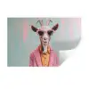 Zonnebril - Roze - Geit - Horen Muursticker klein -3d