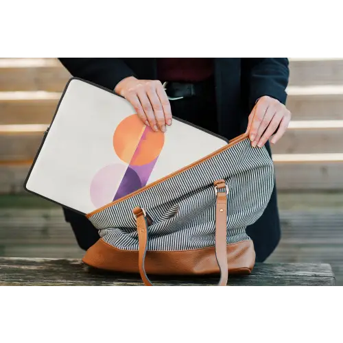 Cirkels - Abstract - Paars laptophoes neopreen klein -tas
