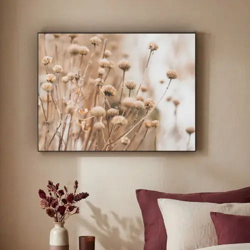 Droogbloemen - Beige - Bloemen - Natuur Textielframe zwart klein -sfeer1