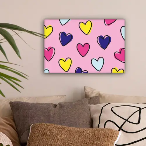 Hartjes - Valentijn - Patroon - Kleurrijk canvas 2cm klein -sfeer1