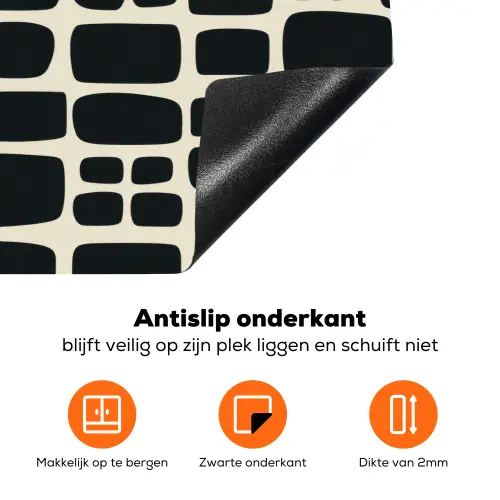 Modern - Organisch - Zwart Inductie beschermer vinyl 3mm klein 276 -zzzzzzz-td-onderkant