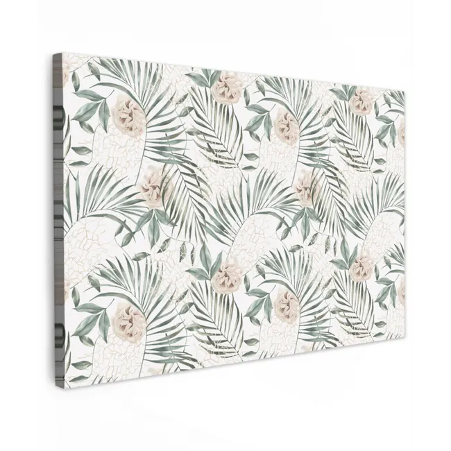 Bohemian - Bloemen - Bladeren - Jungle - Tropical Tuinposter op houten frame 2 cm dik klein -3d