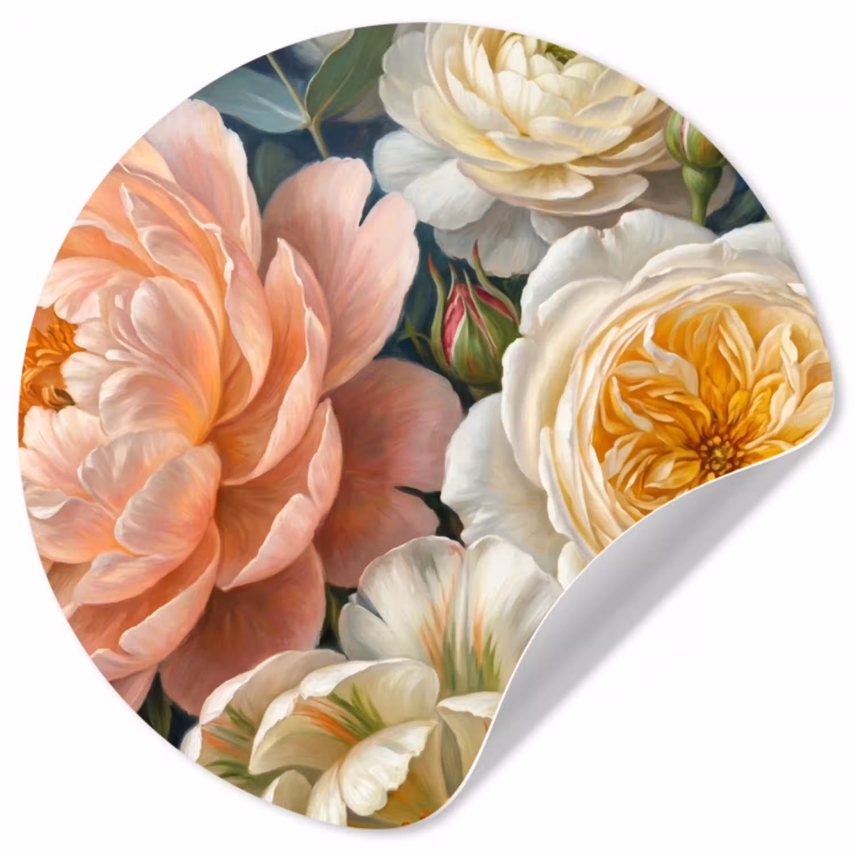 Bloemen - Boeket - Natuur - Klassiek - Kleurrijk Wandcirkel behangsticker klein -3d