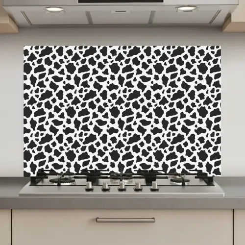 Koe - Vlekken - Patroon - Zwart keuken achterwand spatscherm klein 900 -3d_website