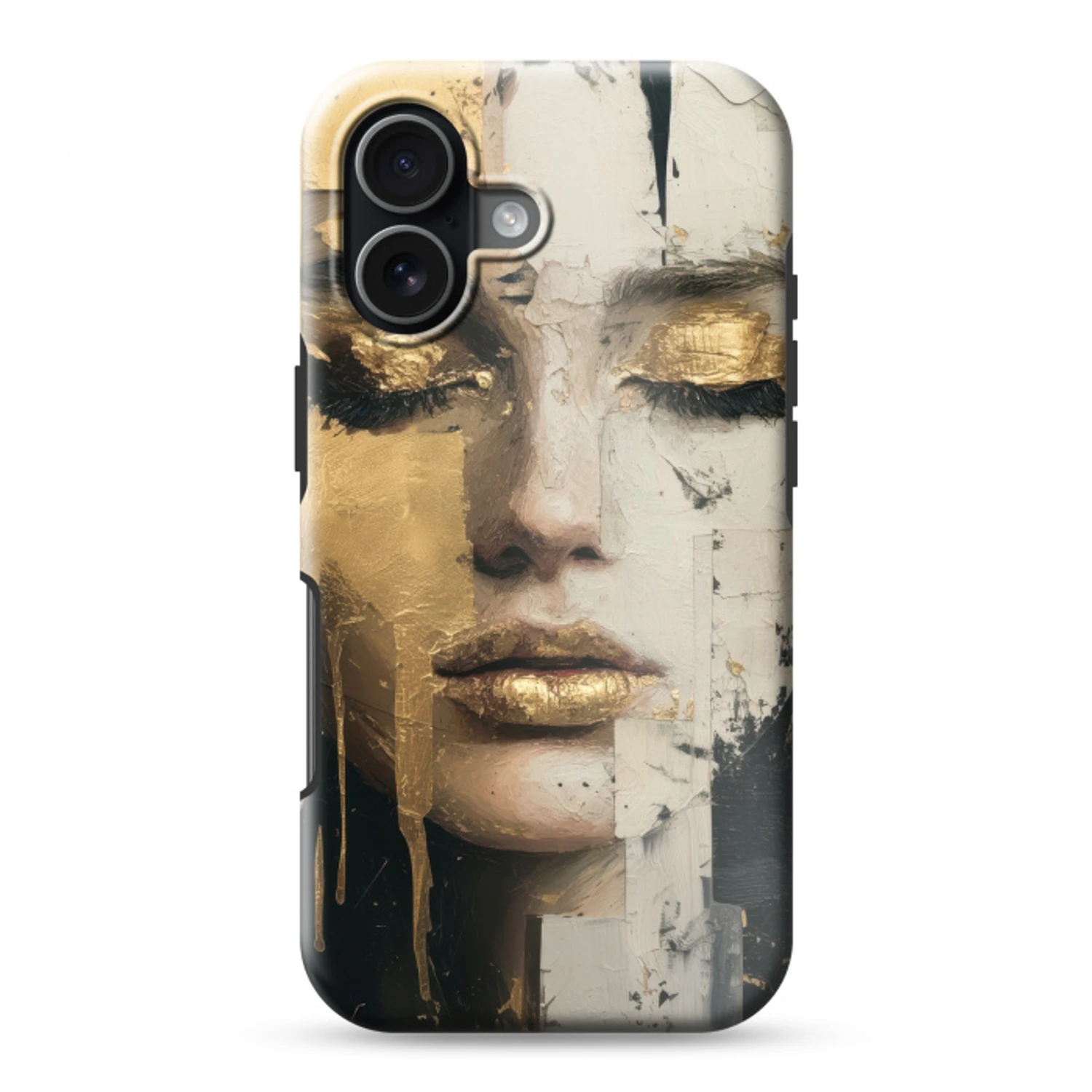 Abstract - Goud - Gezicht - Lippen Toughcase MagSafe Apple iPhone 17 klein -3d