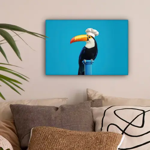Tucan - Sokkel - Vogel - Koksmuts canvas 2cm klein -sfeer1