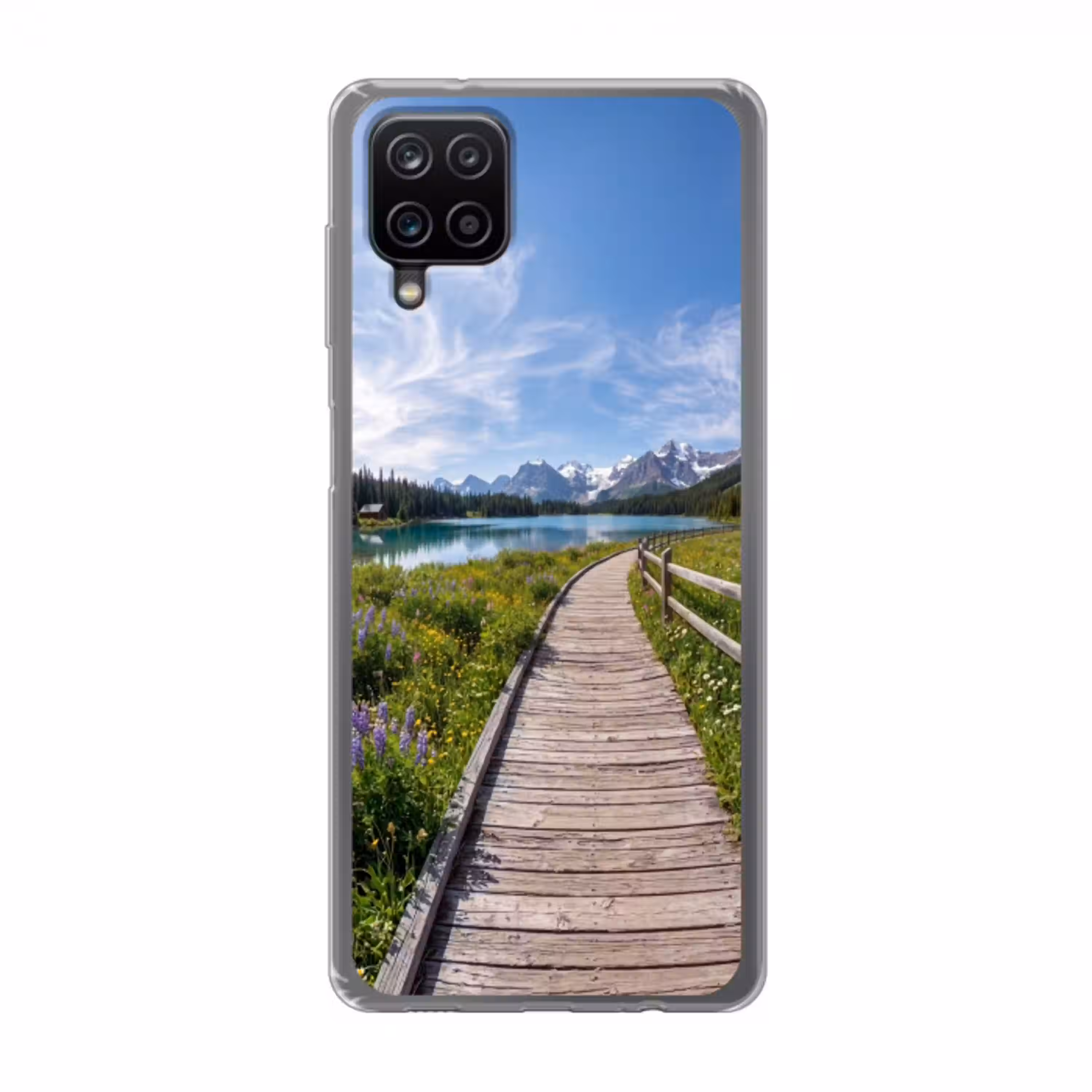 Bergen - Meer - Landschap - Blauw Telefoonhoesje Samsung Galaxy A12 klein -3d