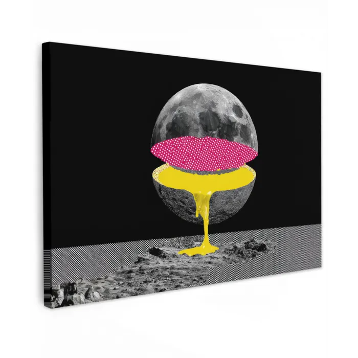 Maan - Geel - Roze - Zwart canvas 2cm klein -z3d