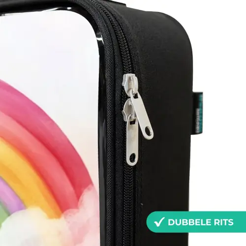 Meisje met paarse draak onder regenboog Kinderkoffer - Zwart klein -rits_NL