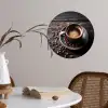 Kop - Koffie - Hout - Bonen Wandcirkel behangsticker klein -sfeer3