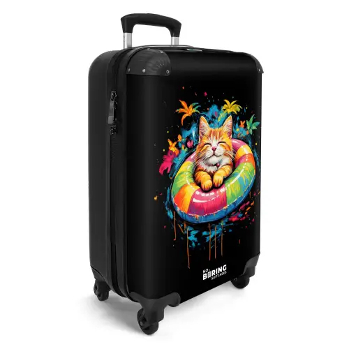 Zomerse kat met kleurrijke zwemband NBS - Handbagage koffer - Unisex middel -productfoto_3d