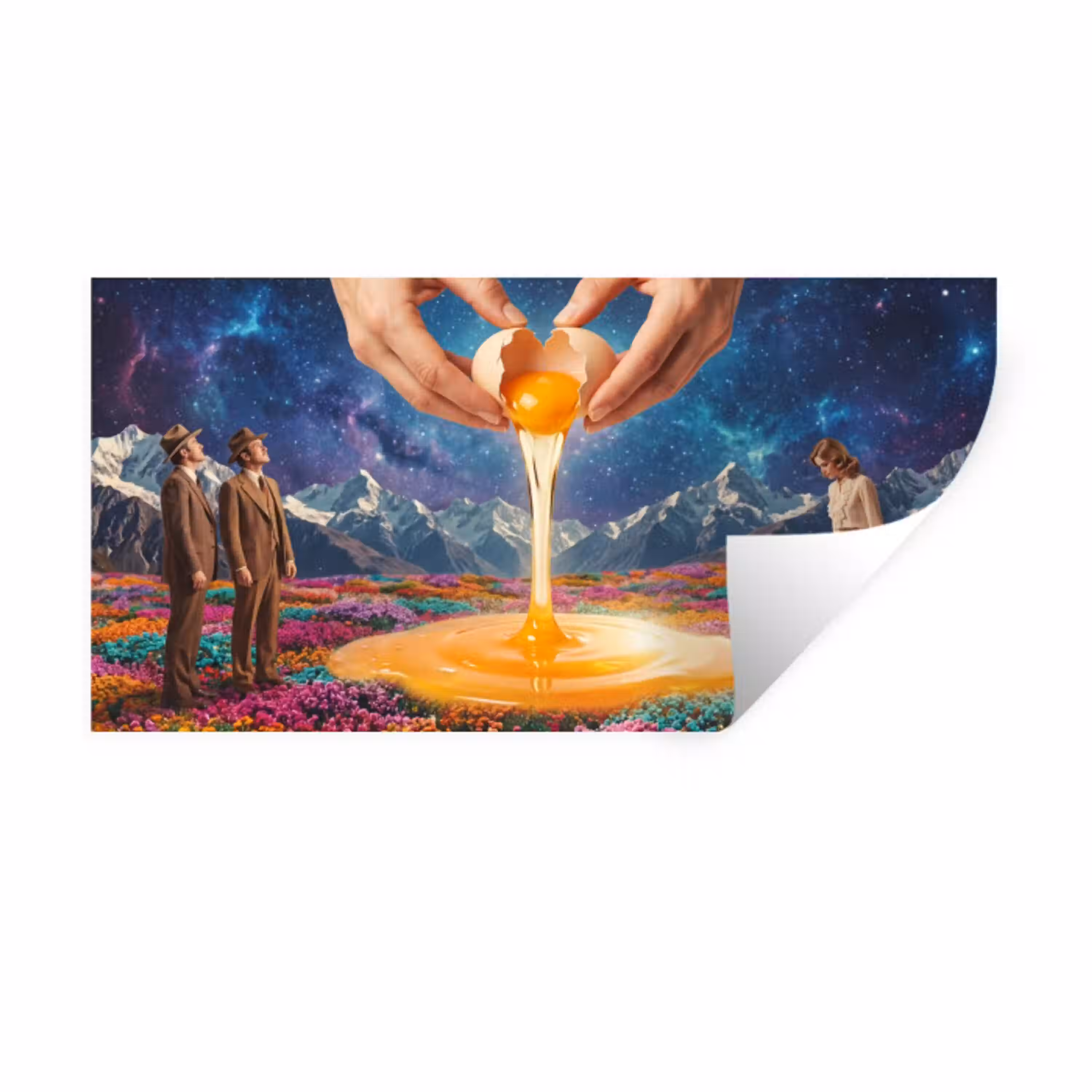 Handen - Ei - Surrealisme Muursticker klein -3d
