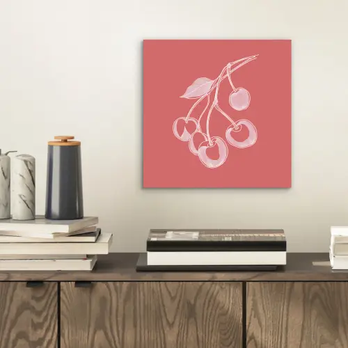 Lijnillustratie - Kersen - Tak - Wit aluminium wit klein -sfeer1