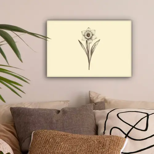 Zwart - Narcis - Illustratie canvas 2cm klein -sfeer1