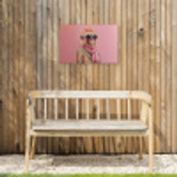 Sjaal - Aap - Zonnebril - Jasje Tuinposter op houten frame 2 cm dik klein -sfeer4