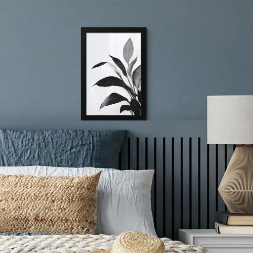 Plant - Bladeren - Minimalistisch - Zwart fotolijst zwart zonder passe partout klein -sfeer3