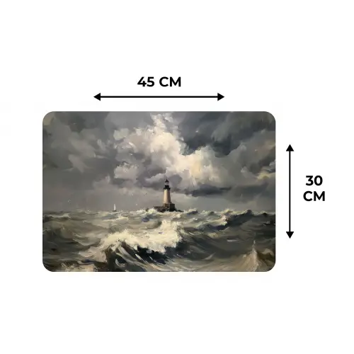 Vuurtoren - Golven - Storm Placemat vinyl groot -specs