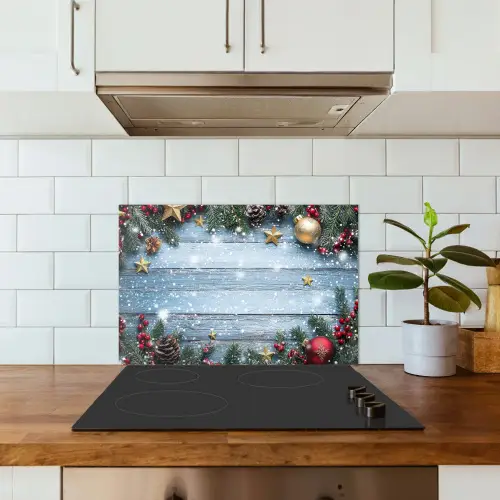 Kerstomlijsting - Sneeuw - Meerkleurig keuken achterwand spatscherm klein -sfeer2