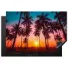 Palmboom - Zonsondergang - Horizon - Strand - Oranje - Roze Inductie beschermer vinyl 3mm klein -3d