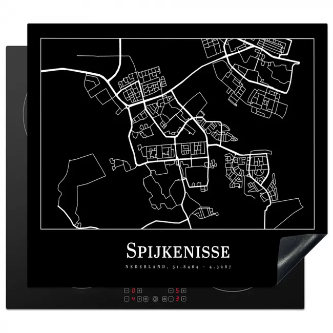 Spijkenisse - Kaart - Stadskaart - Plattegrond Inductie beschermer vinyl 3mm middel -3d