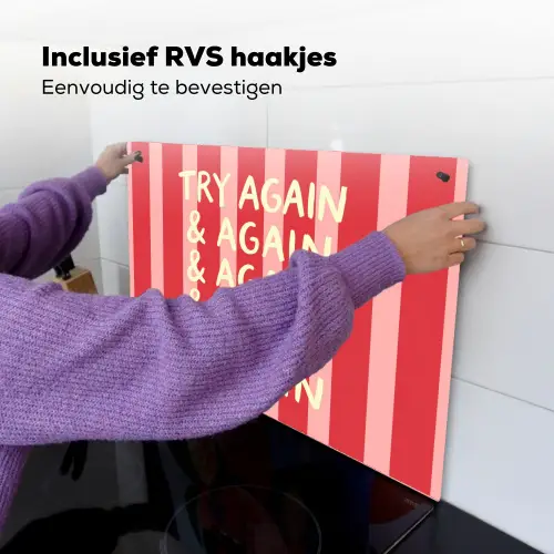 Strepen - Rood - Try again Inductie beschemer met haakjes klein -ky-ophangen-nl