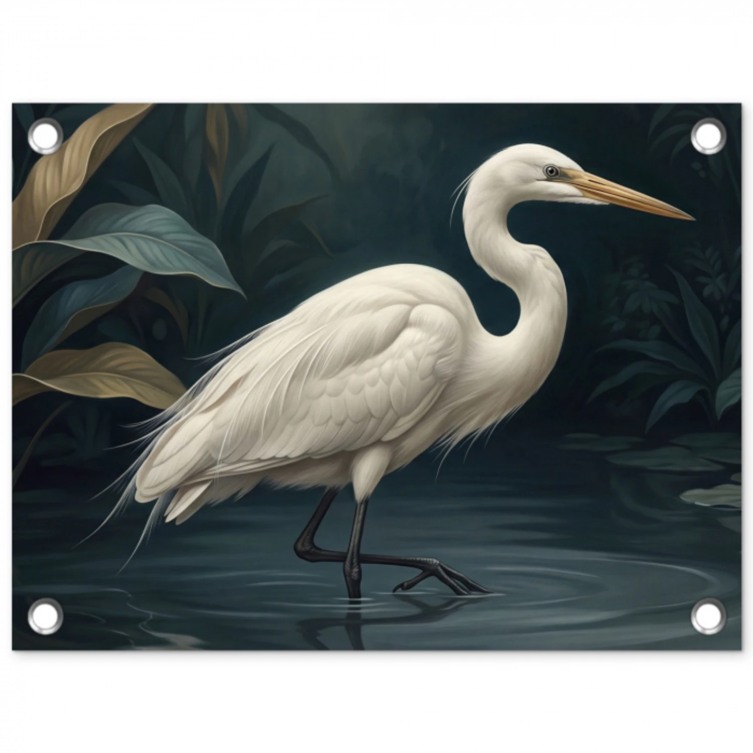 Reiger - Water - Natuur - Modern - Wit tuinposter los doek klein -3d