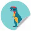Dinosaurus - Blauw - Zonnebril Wandcirkel behangsticker klein -3d