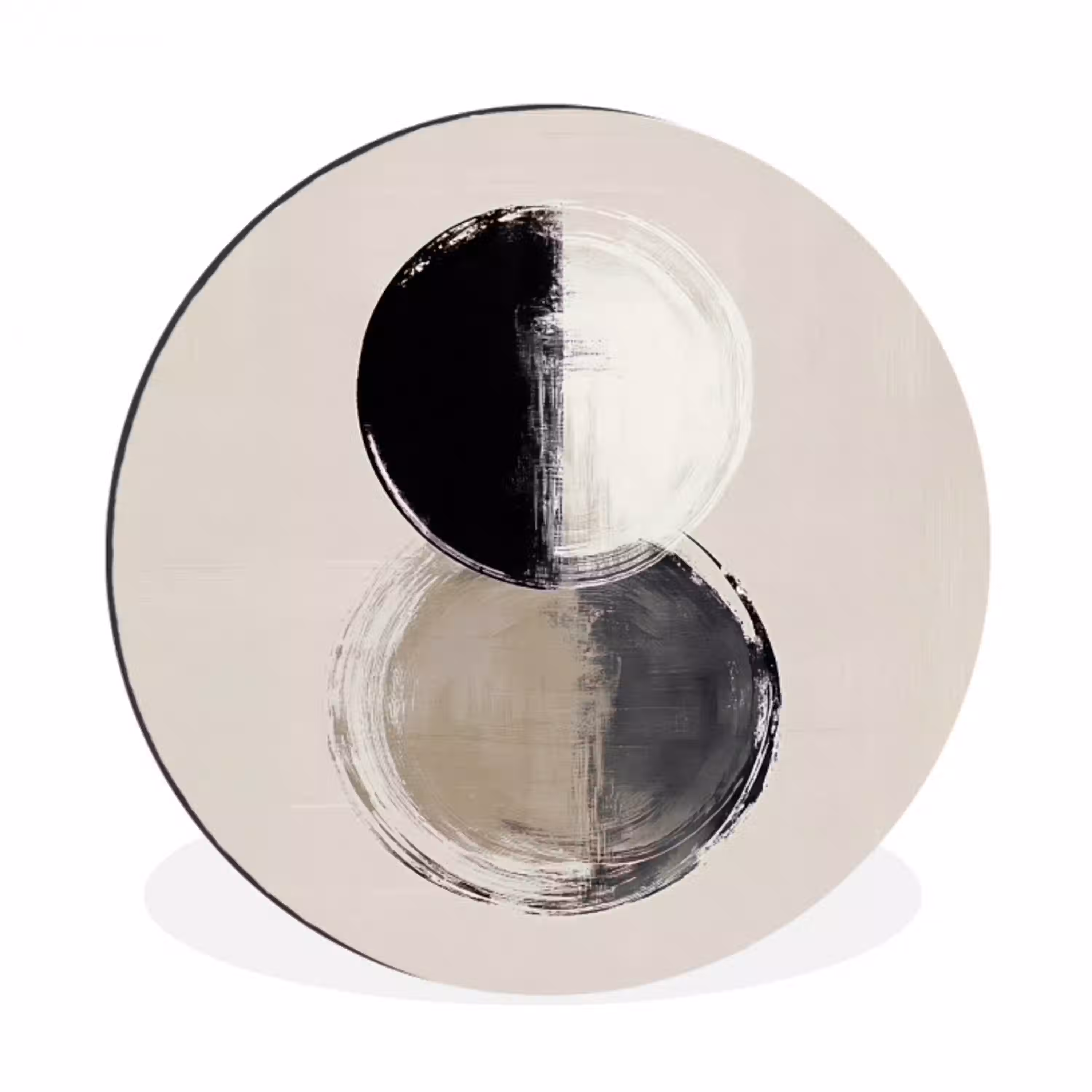 Cirkels - Strepen - Minimalistisch - Zwart Wandcirkel aluminium klein -3d