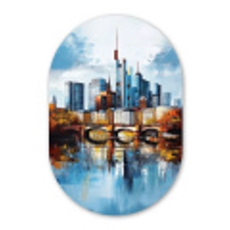 Bomen Frankfurt- Stad - Skyline - Brug Wandcirkel Ovaal Glas middel -3d